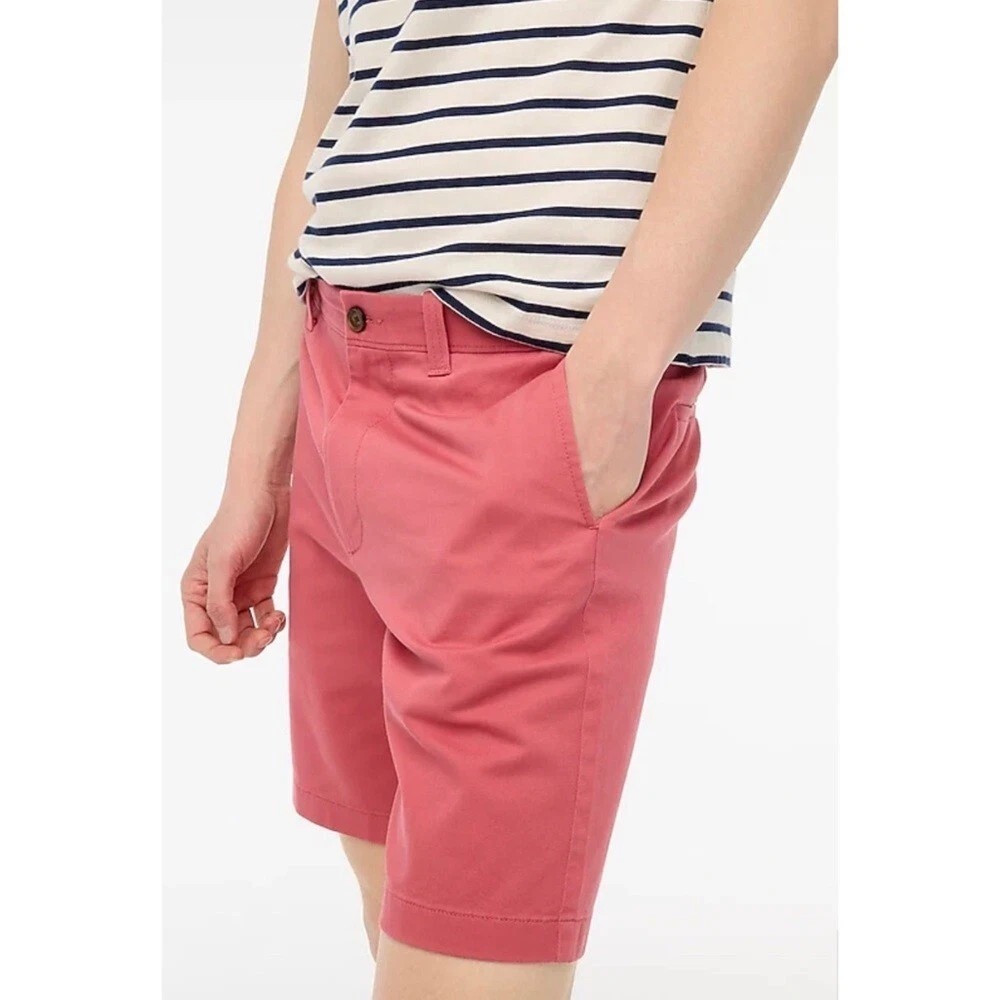 NWT J. Crew 9" Stretch Chino Shorts Dusty Rose Red Preppy C8937 Men's Size 33
